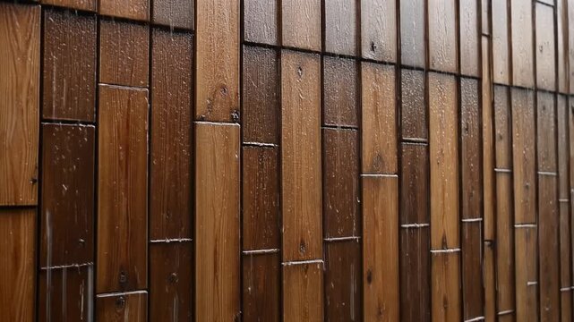 Rain running down timber cladding