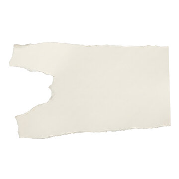 Blank torn paper sheet with ripped edges on transparent background
