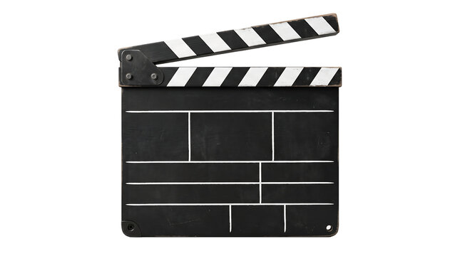 Open movie clapboard with black and white stripes film clapboard film production set prop