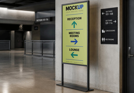 Interior Direction Sign Mockup