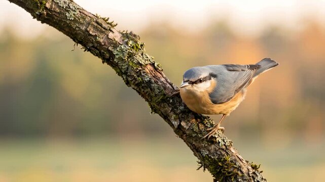 white breasted nuthatch close up at morning light in great smoky mountains tennessee usa video