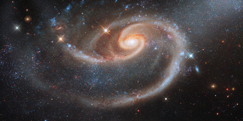 Space scene with stars in the galaxy. Panorama. Universe filled with stars, nebula and galaxy,. Elements of this image furnished by NASA. © Tryfonov