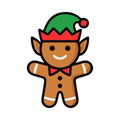 Obraz premium Gingerbread Man Elf Character Festive Christmas Holiday Cartoon