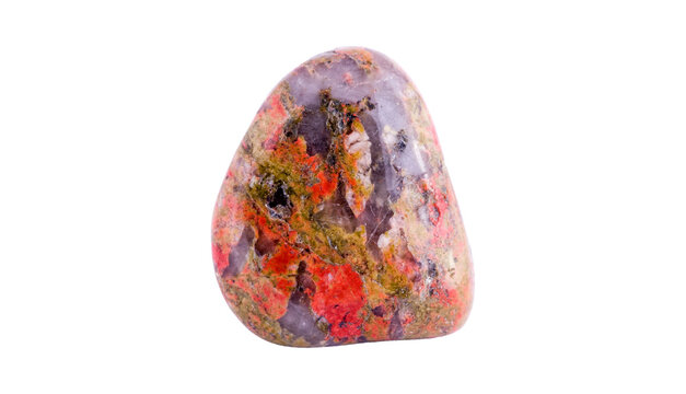 Unakite mineral stone on a white background close up