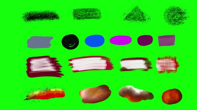 Hand-Drawn Paint Brush Strokes Green Screen Elements Pack