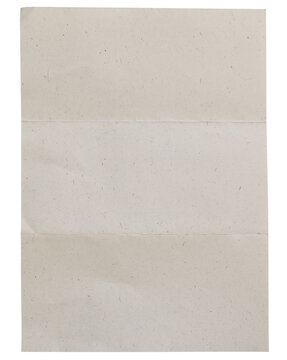 Handmade recycled paper background with natural fibers, horizontal folds isolated on transparent background. Neutral beige stationery texture, copy space. Blank page letter mockup. document template.