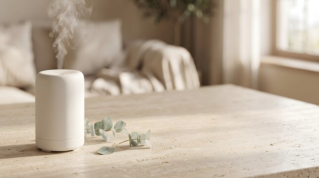 Premium White Ceramic Aroma Diffuser with Natural Eucalyptus