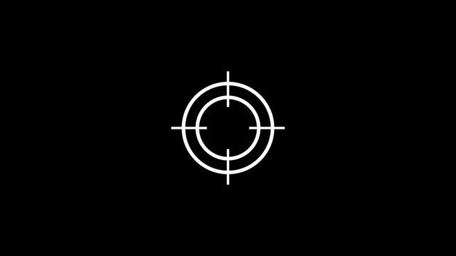 White target crosshair icon animation on black background