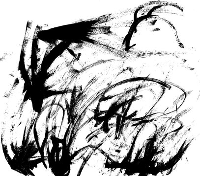 Distressed overlay element for graphic design. Explosive chaotic ink splashes and frantic sweeping brush strokes.