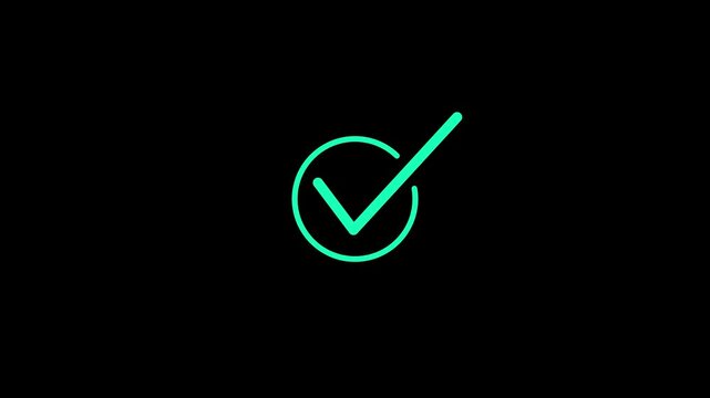 Animated green check mark icon for user interface and success validation animation