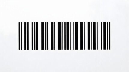 Obraz premium Minimalist black barcode label isolated on white background for retail and inventory
