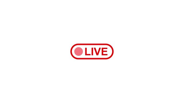 Flashing red live streaming button icon for digital broadcasts