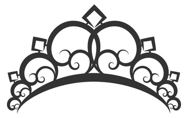 Black tiara icon. Precious royal symbol. Diadem emblem © vectortatu