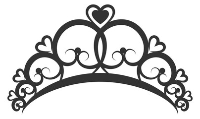 Obraz premium Romantic princess crown. Black tiara with heart symbol