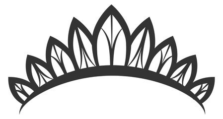 Obraz premium Elegant diadem icon. Black princess crown symbol