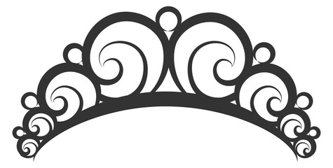 Obraz premium Calligraphic diadem drawing. Decorative black ink crown