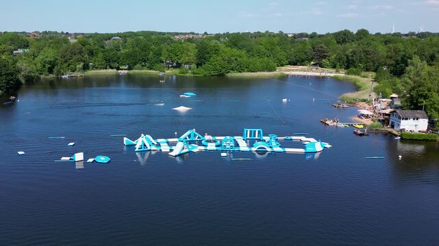 Oytersee lake wakeboarding and inflatables pan