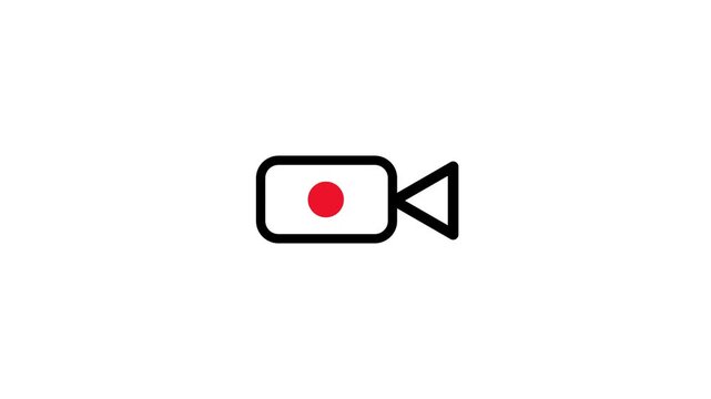 Minimalist camera recording icon animation for digital media interfaces