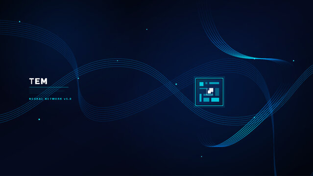 Neural network v50 futuristic technology abstract background with wave lines
