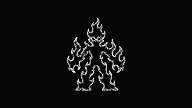 Sketch fire elemental icon animation - smooth progressive reveal