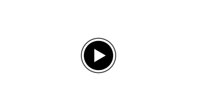 Black play button expands outward from a dark oval on a white background