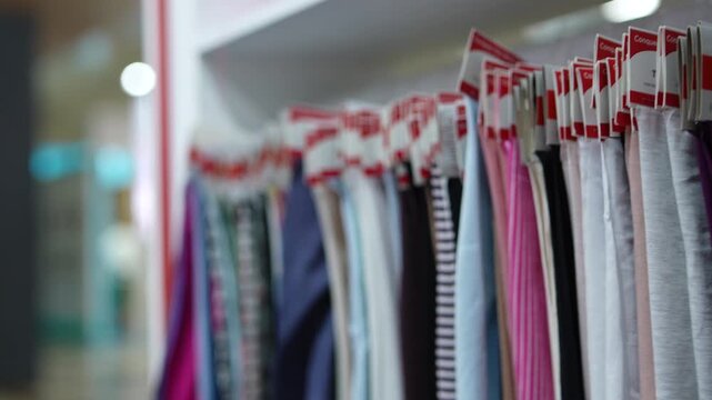 Colorful Fabric Samples with Tags at Trade Show