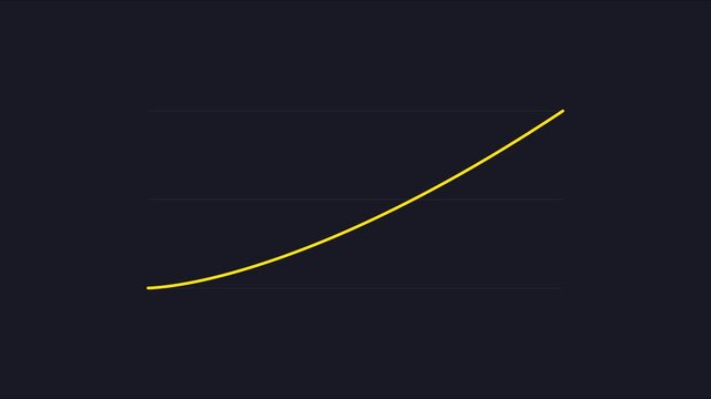 Animated yellow line graph showing upward growth trend on dark background, for financial and, business data presentation