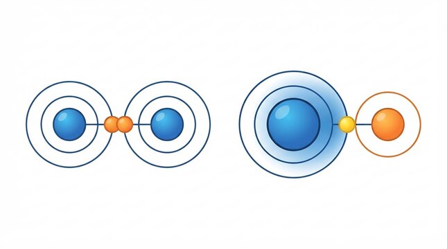 Comparison of Covalent and Polar Covalent Chemical Bonds Showing Equal &ndash; Chemistry Diagram Illustration