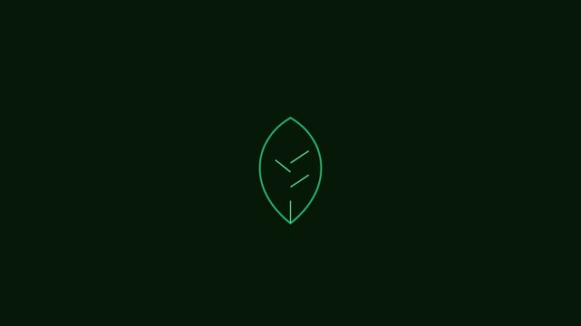 Minimalist green leaf animation on dark background, for eco-friendly branding, and sustainable business concepts