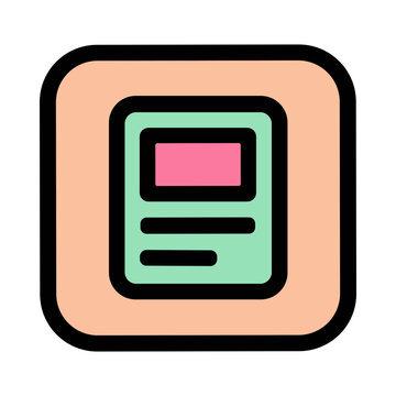 Icon of a Document or Paper with Text and a Rectangle Highlight