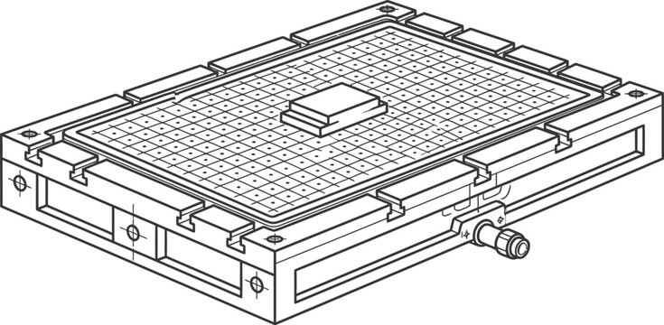 Industrial magnetic chuck for precision metal milling machine.