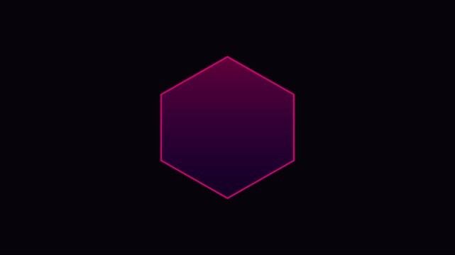 Neon pink hexagon shape pulsing on dark background, for modern and, digital motion pulse