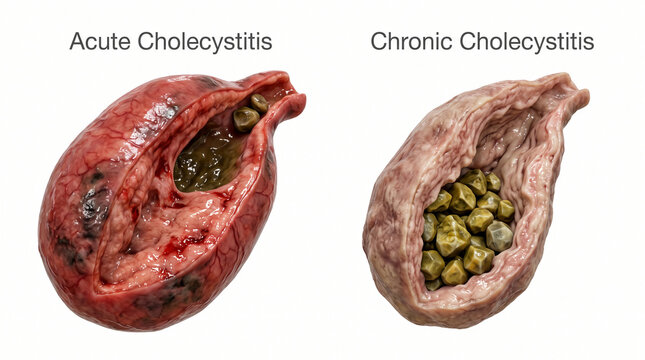 Acute vs Chronic Cholecystitis Gallbladder Comparison