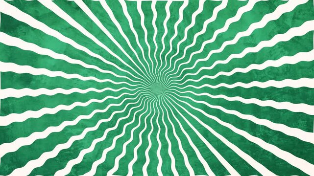 Retro Green Wavy Radial Lines Background, Psychedelic Spiral Pattern, Vintage Groovy Abstract 4K Motion Graphic