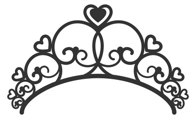 Obraz premium Romantic tiara. Heart sign ornate decorative wedding crown