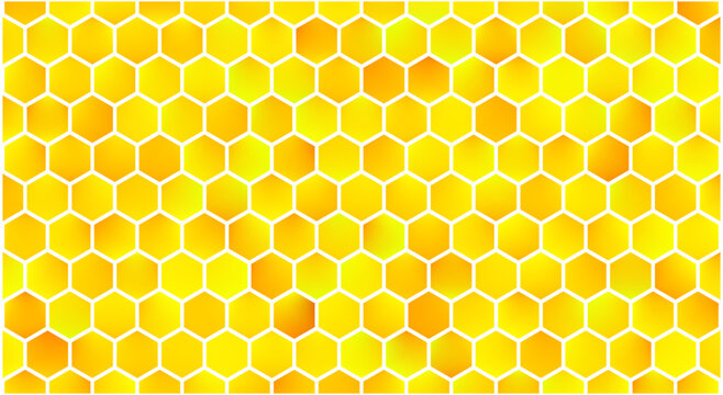 Yellow hexagon background. Bright honeycomb grid.