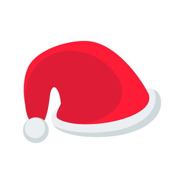 Santa Claus red white hat. Festive Santa cap