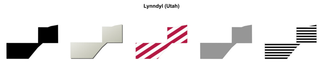 Fototapeta premium Lynndyl (Utah) blank outline map set