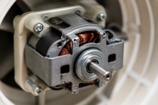 Electric motor rotor exposed inside appliance housing