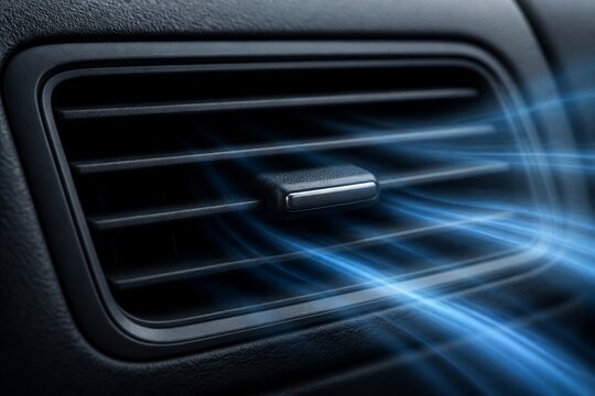 Car air vent showing cool airflow inside vehicle cabin