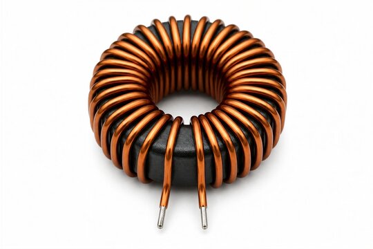 Toroidal copper inductor wound on ferrite core for electronics