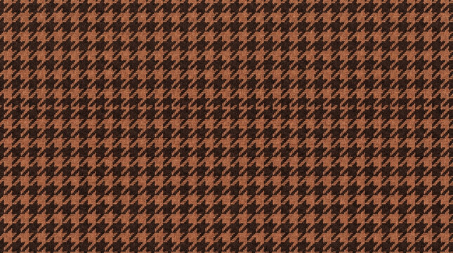 Classic houndstooth textile pattern display with brown and black woven fabric texture