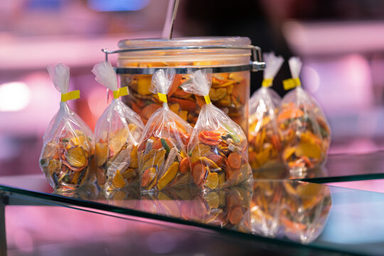 Colorful Dried Vegetable Chips Packaged for Sale