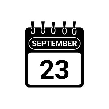 September 23 calendar icon, minimal black and white date icon for September 23.