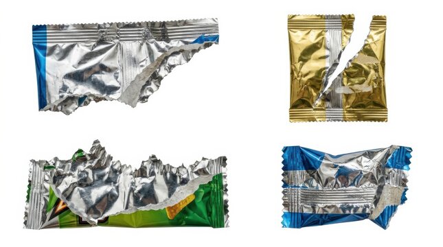 Empty colorful chip snack bags