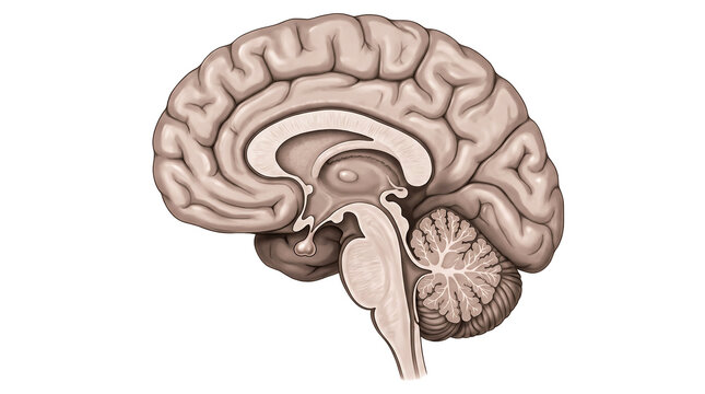 Transparent Anatomical Brain Cutaway Showing Internal Structures