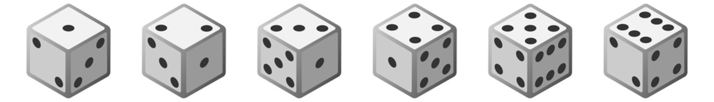 Various dice cubes set. Random chance icon