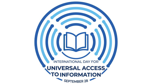 Open book with radiating circles represents universal access to information