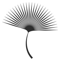 Fan palm leaf black icon. Jungle tree foliage © vectortatu