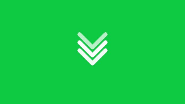 Scroll down arrows animation green screen background seamless loop